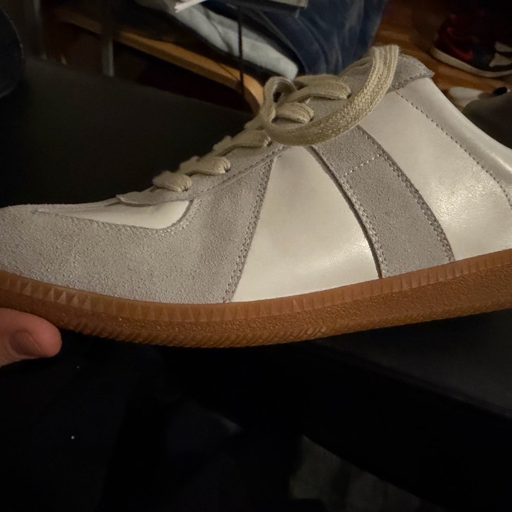 Maison Martin Margiela White and Gray Sneakers with Tan Sole
